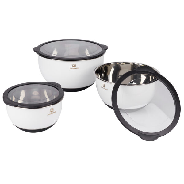 Stainless Steel Mixing Bowls Set with Airtight Lids, Salad Bowls for Kitchen Space Saving Storage, Great for Cooking, Baking, Prepping, Size 1.5, 3, 5 QT