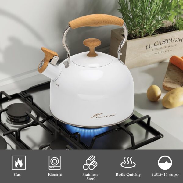 304 Stainless Steel Whistling Tea Kettle - 3.1L Stove Top Teapot Coffee Pot - Image 2